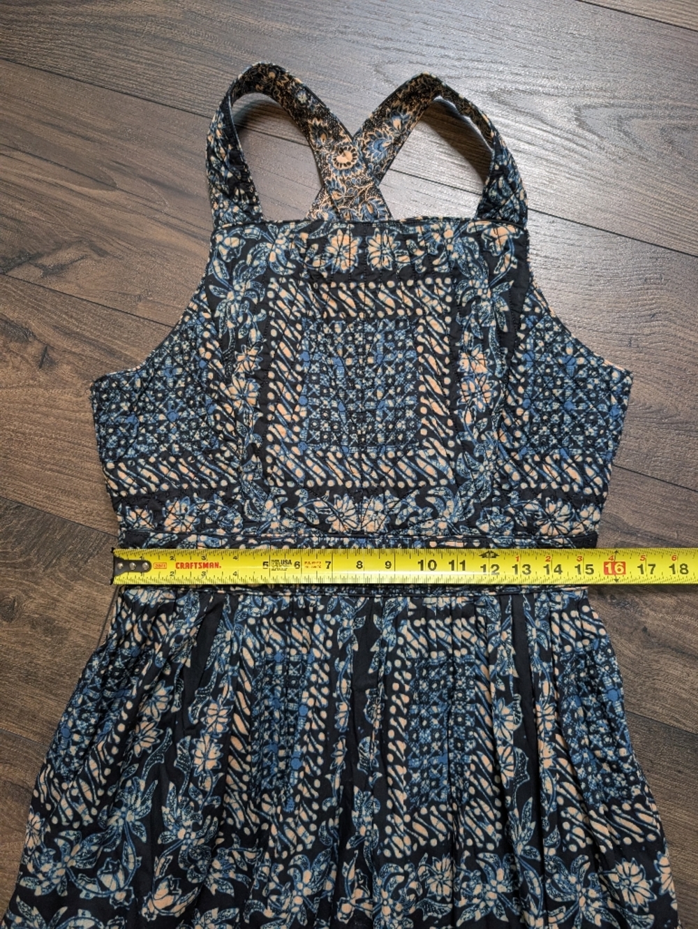 Ulla Johnson Kerani Cutout Back Navy and Cream Printed Midi Dress Size 12 - Picture 6 of 11
